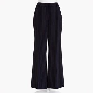 Express Stylist High Waisted Pinstripe Wide Leg Pants Navy Blue White  12